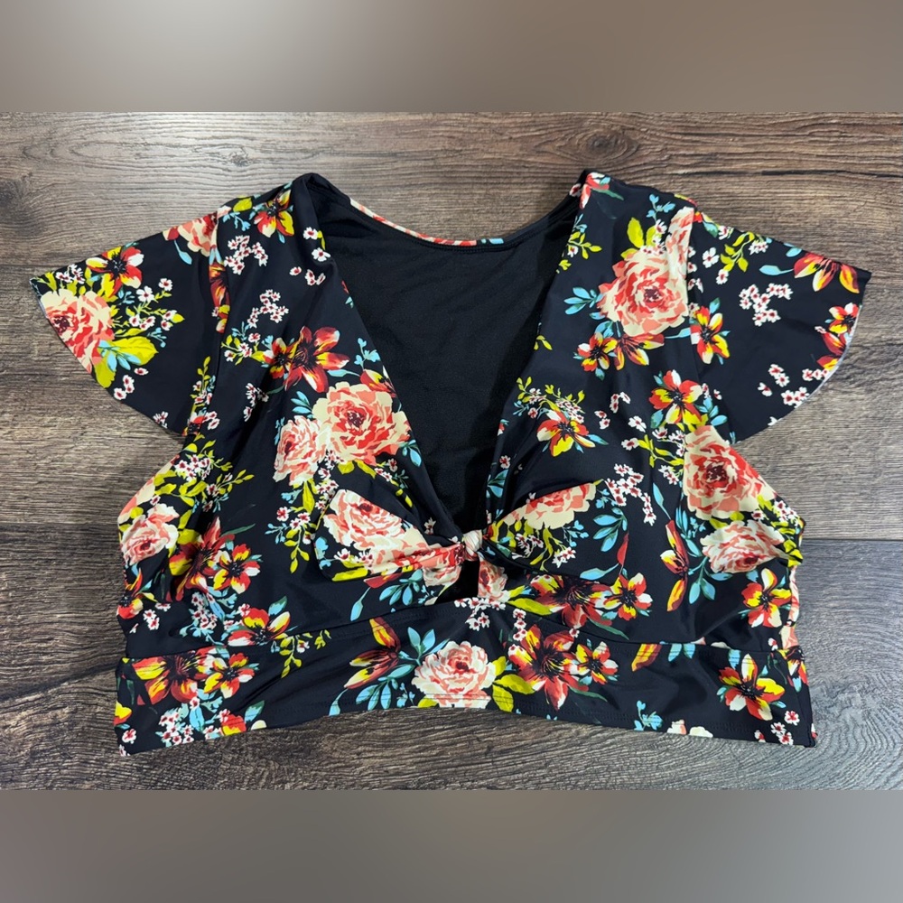 Torrid Floral Flutter Sleeve Bikini Top